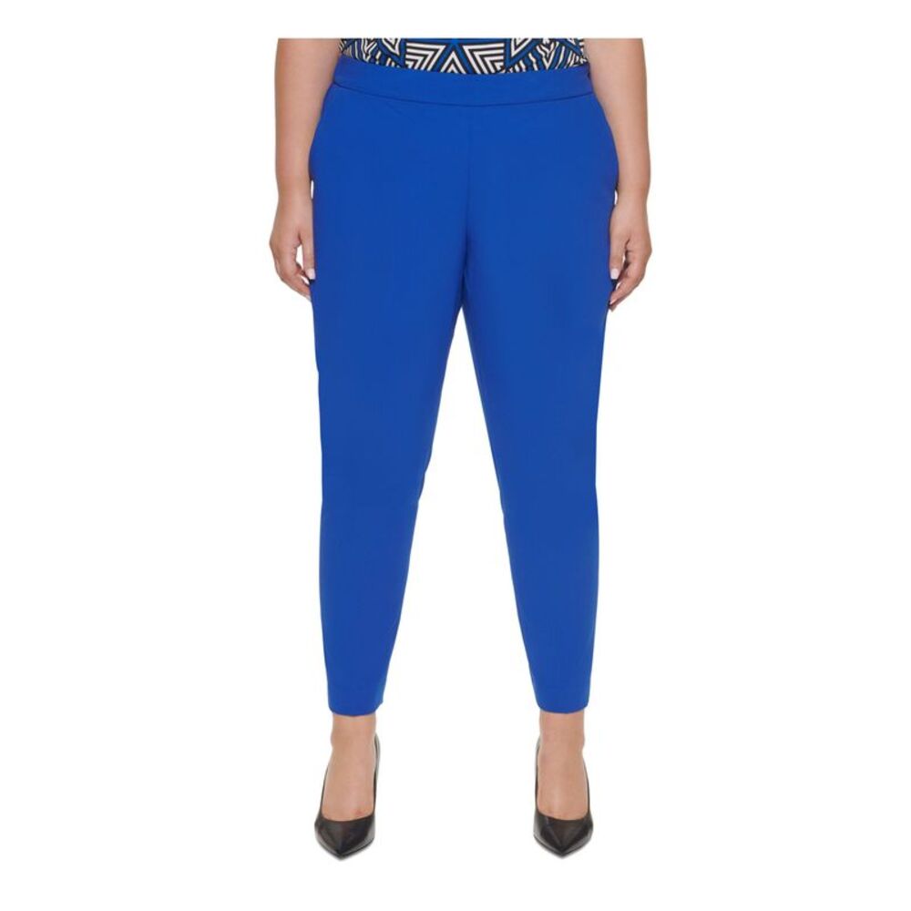 CALVIN KLEIN Womens Blue Zippered Pocketed Wear To Work Pants Plus 16W